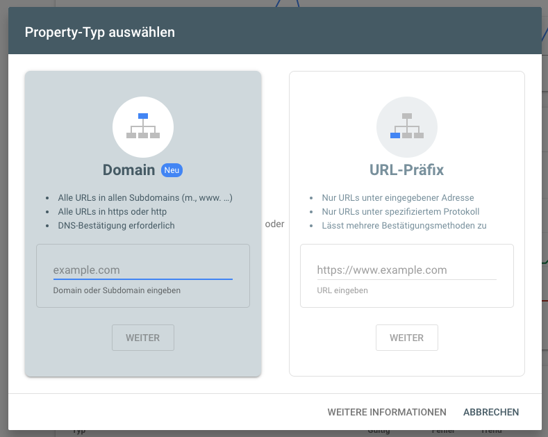 Select which type of property to create