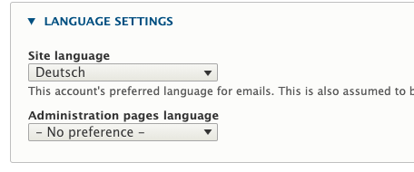 Set Admin Page Language to No preference